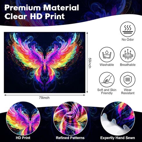 NYZE Blacklight Tapestry Wings Glow in the Dark Black Light Tapestries Cool Poster Landscape Easy Hanging Wall Decor for Living Room Dorm Home - 79" L x 59" W in Saudi Arabia