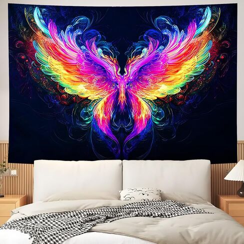 NYZE Blacklight Tapestry Wings Glow in the Dark Black Light Tapestries Cool Poster Landscape Easy Hanging Wall Decor for Living Room Dorm Home - 79" L x 59" W in Saudi Arabia