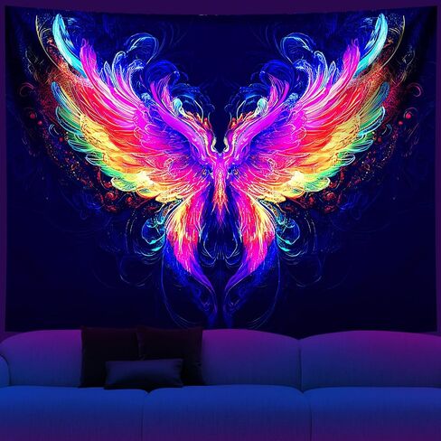 NYZE Blacklight Tapestry Wings Glow in the Dark Black Light Tapestries Cool Poster Landscape Easy Hanging Wall Decor for Living Room Dorm Home - 79" L x 59" W in Saudi Arabia