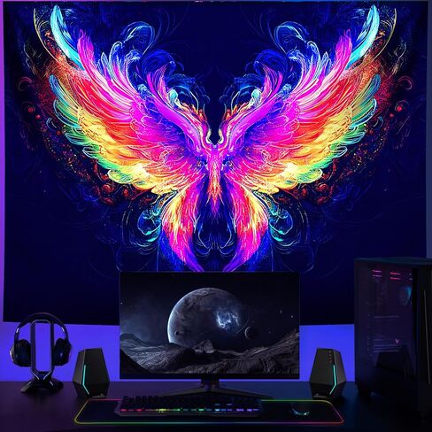 NYZE Blacklight Tapestry Wings Glow in the Dark Black Light Tapestries Cool Poster Landscape Easy Hanging Wall Decor for Living Room Dorm Home - 79" L x 59" W in Saudi Arabia