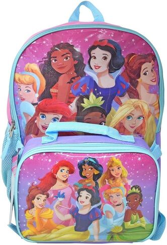Bioworld Kids Backpack & Lunch Bag Set –Princess 16" Lightweight School Bookbag with Insulated Lunch Bag – Perfect for Preschool & Elementary Girls in Saudi Arabia