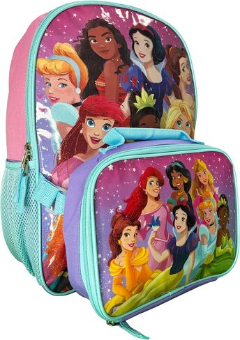 Bioworld Kids Backpack & Lunch Bag Set –Princess 16" Lightweight School Bookbag with Insulated Lunch Bag – Perfect for Preschool & Elementary Girls in Saudi Arabia