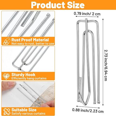 30 PCS Pinch Pleat Curtain Hooks, Stainless Steel Curtain Pleat Hook, 4 Prongs Pinch Hooks, Drapery Clasp and Pin, Drapery Hook Traverse Pleater for Window Door Living Bathroom Curtains in Saudi Arabia