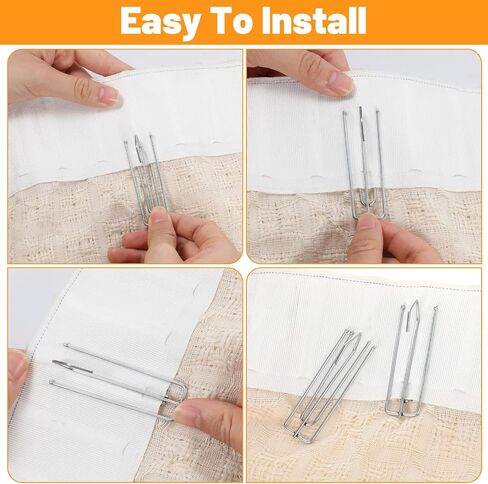 30 PCS Pinch Pleat Curtain Hooks, Stainless Steel Curtain Pleat Hook, 4 Prongs Pinch Hooks, Drapery Clasp and Pin, Drapery Hook Traverse Pleater for Window Door Living Bathroom Curtains in Saudi Arabia