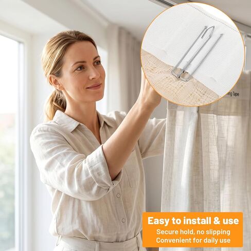 30 PCS Pinch Pleat Curtain Hooks, Stainless Steel Curtain Pleat Hook, 4 Prongs Pinch Hooks, Drapery Clasp and Pin, Drapery Hook Traverse Pleater for Window Door Living Bathroom Curtains in Saudi Arabia