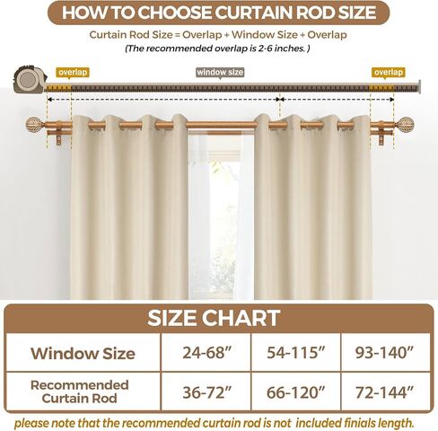 KAMANINA 1 Inch Wood Double Curtain Rods for Windows 66 to 120 Inches (5.5-10 Feet), Heavy Duty Decorative Curtain Rods, Wooden Drapery Rods with Leaf Pattern Finials, Wood Grain in Saudi Arabia