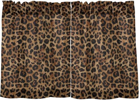ALAZA Cheetah Leopard Print Animal Short Cafe Curtain Tiers Small Windows Kitchen Bathroom Curtains Sets 24 inch in Saudi Arabia