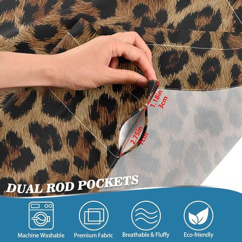 ALAZA Cheetah Leopard Print Animal Short Cafe Curtain Tiers Small Windows Kitchen Bathroom Curtains Sets 24 inch in Saudi Arabia