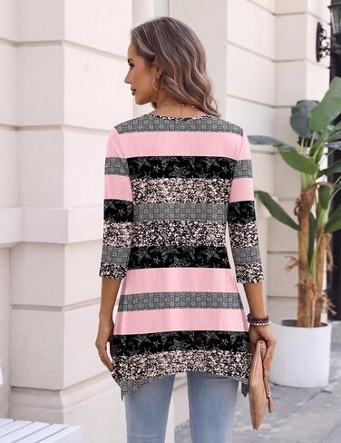 Zeagoo Tops for Women 3/4 Sleeve Crew Neck Shirts Loose Fit Dressy Summer Fall Blouses Flowy Cute Tunics 2026 Trendy in Saudi Arabia