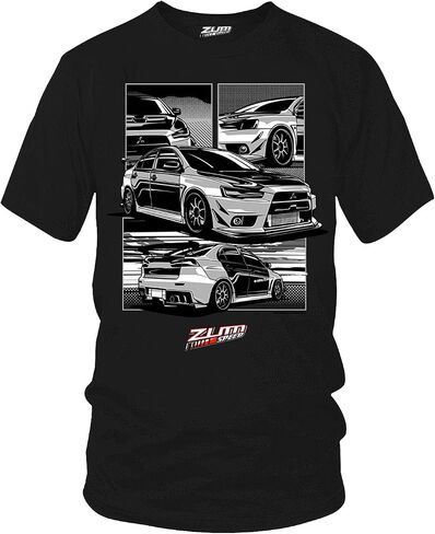 Zum Speed EVO X Drawn Shirt, Lancer EVO, 10th Gen Lancer Shirt, JDM t-Shirt, Tuner car Shirt, Black in Saudi Arabia