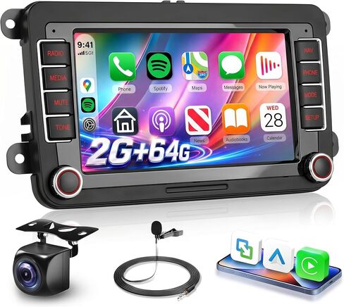 4Core 2G+64G Android Car Radio for VW Volkswagen Seat Golf Passat Jetta Beetle Tiguan Touran EOS, 7‘’ Touchscreen Bluetooth, Wireless CarPlay & Android Auto, SWC, Backup Camera, GPS & WiFi, FM/RDS/DSP in Kuwait