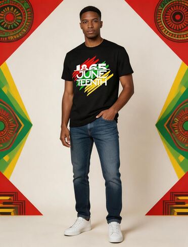 Juneteenth قمصان الرجال 1865 Juneteenth تي شيرت قمصان الحرية الأمريكية الأفريقية 19 يونيو قصيرة الأكمام تيز in Kuwait