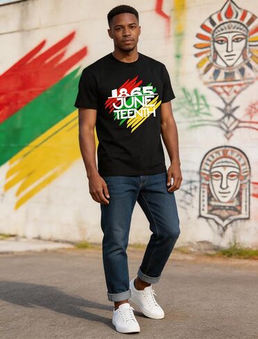Juneteenth قمصان الرجال 1865 Juneteenth تي شيرت قمصان الحرية الأمريكية الأفريقية 19 يونيو قصيرة الأكمام تيز in Kuwait