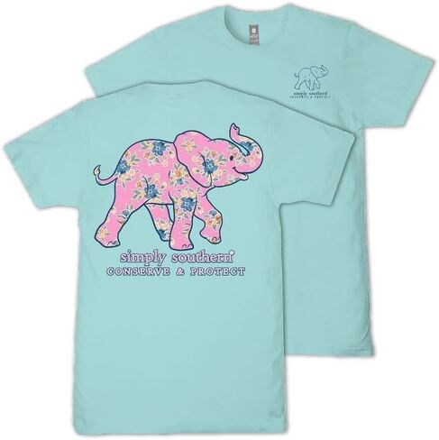 Simply Southern Track Elephant - Floral - Adult T-Shirt in Saudi Arabia