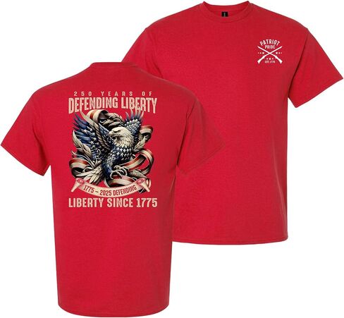 Patriot Pride Men’s Graphic T-Shirt – 250th Anniversary of Defending Liberty, Eagle in Ribbon Design in Kuwait