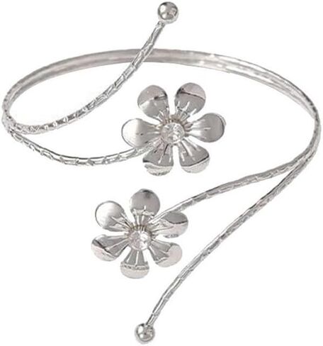 Caiyao Boho Metal Flower Upper Arm Bracelet Gold Silver Coil Band Cuff Bangle Bracelet Armband Jewelry for Women in Kuwait