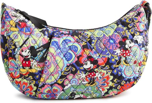 حقيبة كروس للسيدات من Vera Bradley مصنوعة من القطن الفاخر Kimmel Sling - محفظة كتف هلالية - ميكي وميني بيتال متعددة in Kuwait