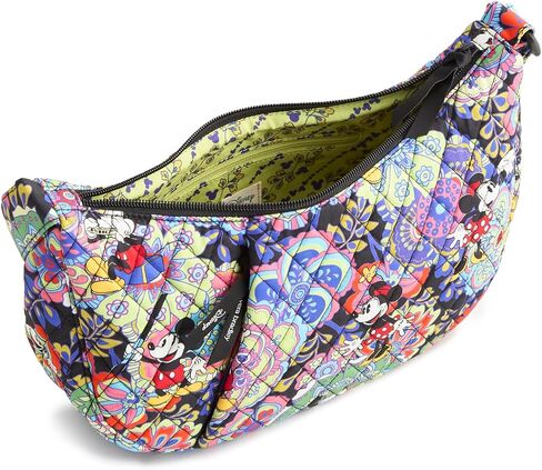 حقيبة كروس للسيدات من Vera Bradley مصنوعة من القطن الفاخر Kimmel Sling - محفظة كتف هلالية - ميكي وميني بيتال متعددة in Kuwait