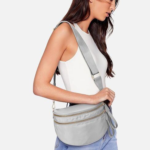 hibear Nylon Bum Bags for Women Crossbody Spacious Checkered Crossbody Bag Large fanny packs for women Belt Purse in Saudi Arabia