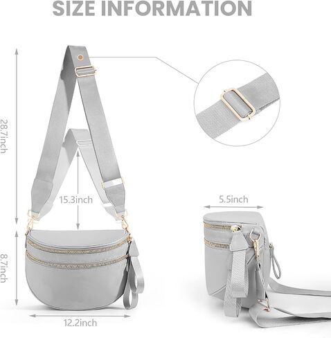 hibear Nylon Bum Bags for Women Crossbody Spacious Checkered Crossbody Bag Large fanny packs for women Belt Purse in Saudi Arabia