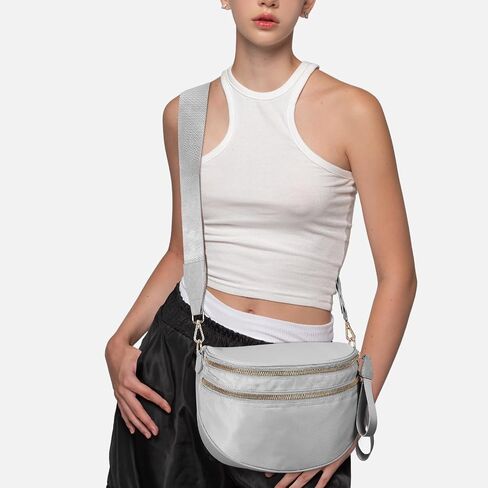 hibear Nylon Bum Bags for Women Crossbody Spacious Checkered Crossbody Bag Large fanny packs for women Belt Purse in Saudi Arabia