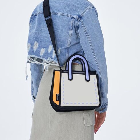 2D Cartoon Style Small Tote (Flat) - Pop Art Crossbody Bag for Women, Unique Designer Shoulder Purse in Saudi Arabia