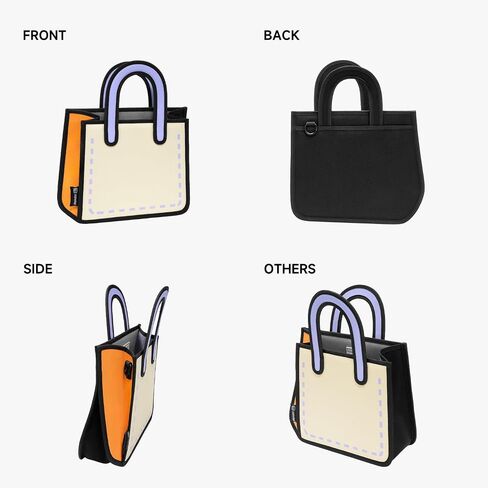 2D Cartoon Style Small Tote (Flat) - Pop Art Crossbody Bag for Women, Unique Designer Shoulder Purse in Saudi Arabia