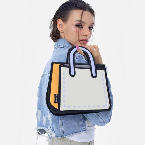 2D Cartoon Style Small Tote (Flat) - Pop Art Crossbody Bag for Women, Unique Designer Shoulder Purse in Saudi Arabia