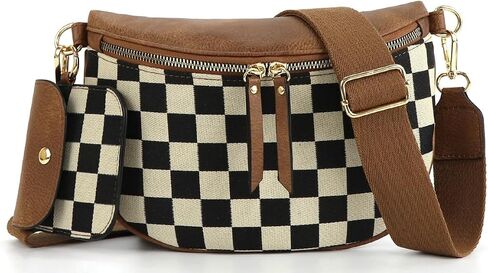 2 Pcs Checkered Crossbody Bags for Women Bum Bag Cute Cross Body Sling Backpack Hobo Satchels Shoulder Wallet Purses 2025 in Saudi Arabia