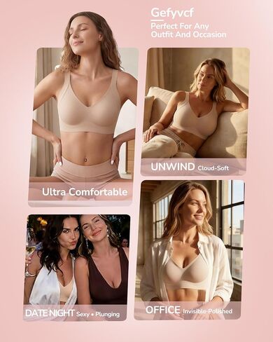 Womens No Underwire Minimizer Jelly Bra Wireless Plus Size Supportive Push Up Bras Full Coverage Seamless Comfortable Bralettes T-Shirt Bras XXL Size Skin in Saudi Arabia
