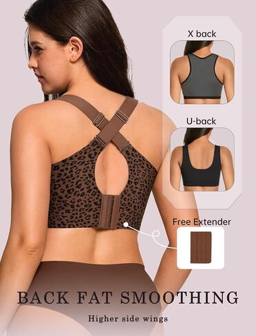OEAK Womens Wireless Jelly Bra Coffee Leopard Color XL+Comfortable Convertible Everyday Tshirt Bras Pink Leopard 40B in Saudi Arabia