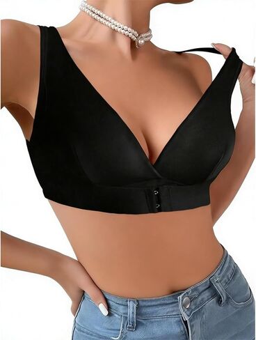 Front Closure Bra Women V Neck Push Up Bras Wireless Bralette Sexy Intimates (Bras) Brasier Sports Tank Top No Padding in Kuwait