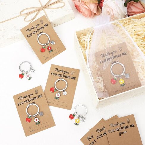 20 Sets Teacher Appreciation Keychain Gift Thank You for Helping Me Grow Include Keychains Appreciation Cards Organza Bags for Daycare Teacher Graduation Teacher Day End of Year Gifts in Saudi Arabia