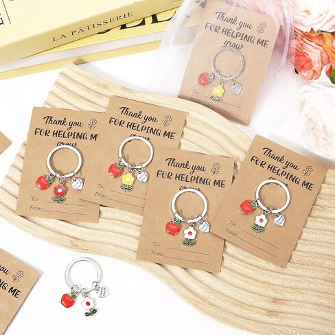20 Sets Teacher Appreciation Keychain Gift Thank You for Helping Me Grow Include Keychains Appreciation Cards Organza Bags for Daycare Teacher Graduation Teacher Day End of Year Gifts in Saudi Arabia