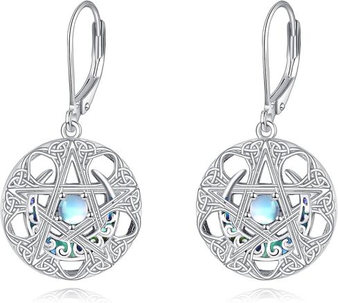 Celtic Earrings for Women 925 Sterling Silver Celtic Moonstone/Abalone Earring Vintage Wiccan Pagan Jewelry Gifts for Men in Saudi Arabia