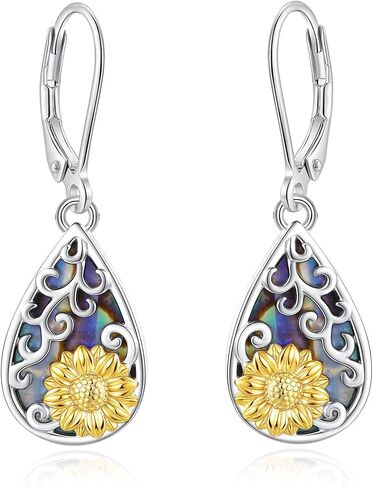 Vito 925 Sterling Silver Teardrop Earrings for Women, Moonstone Turquoise Drop Dangle Earrings Cat Snake Turtle Tree of Life Leverback Earrings Boho Jewelry Gift for Mom Wife in Saudi Arabia
