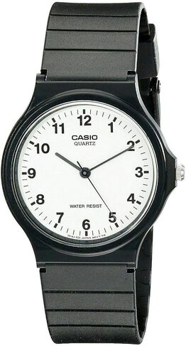 Casio MQ24-7B Unisex Simple White Arabic Dial Black Rubber Strap Casual 3-Hand Analog Watch in Kuwait