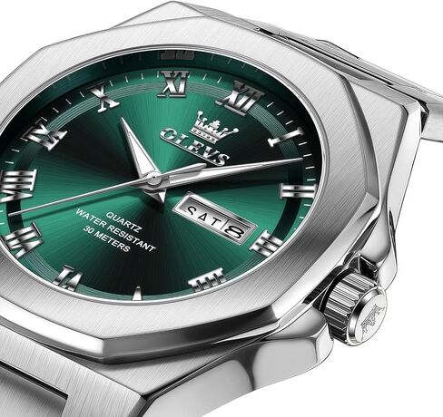 OLEVS Mens Watch Luxury Square Octagonal Stainless Steel Business Dress Wristwatch Roman Numeral Dial Luminous Waterproof in Kuwait