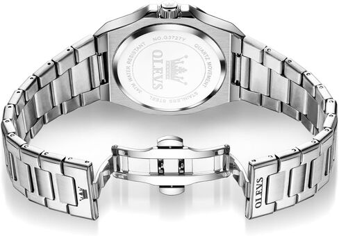 OLEVS Mens Watch Luxury Square Octagonal Stainless Steel Business Dress Wristwatch Roman Numeral Dial Luminous Waterproof in Kuwait