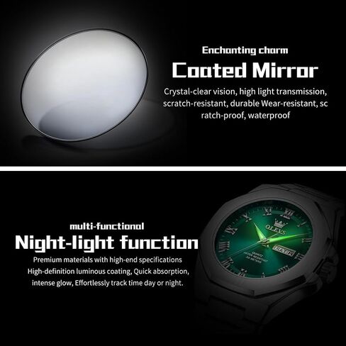 OLEVS Mens Watch Luxury Square Octagonal Stainless Steel Business Dress Wristwatch Roman Numeral Dial Luminous Waterproof in Kuwait
