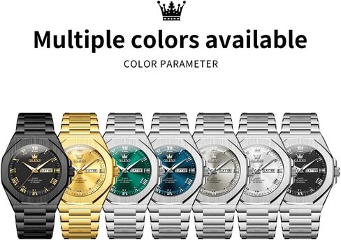 OLEVS Mens Watch Luxury Square Octagonal Stainless Steel Business Dress Wristwatch Roman Numeral Dial Luminous Waterproof in Kuwait