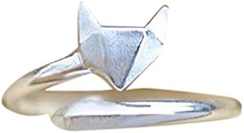 Origami Fox Ring in Sterling Silver Size Large (7.5-9.5) in Saudi Arabia