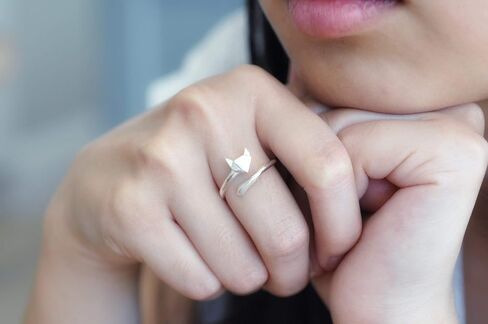 Origami Fox Ring in Sterling Silver Size Large (7.5-9.5) in Saudi Arabia