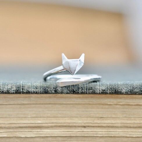 Origami Fox Ring in Sterling Silver Size Large (7.5-9.5) in Saudi Arabia