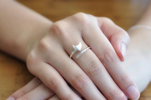 Origami Fox Ring in Sterling Silver Size Large (7.5-9.5) in Saudi Arabia