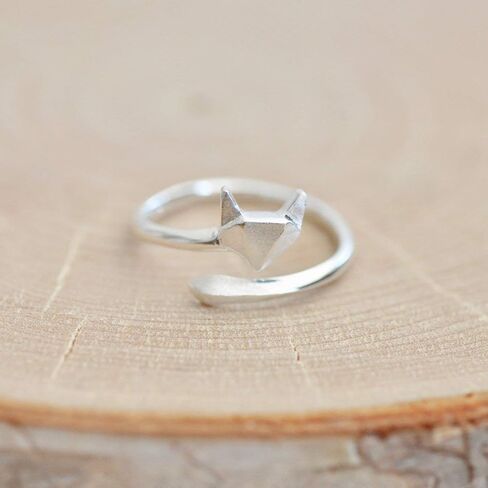 Origami Fox Ring in Sterling Silver Size Large (7.5-9.5) in Saudi Arabia