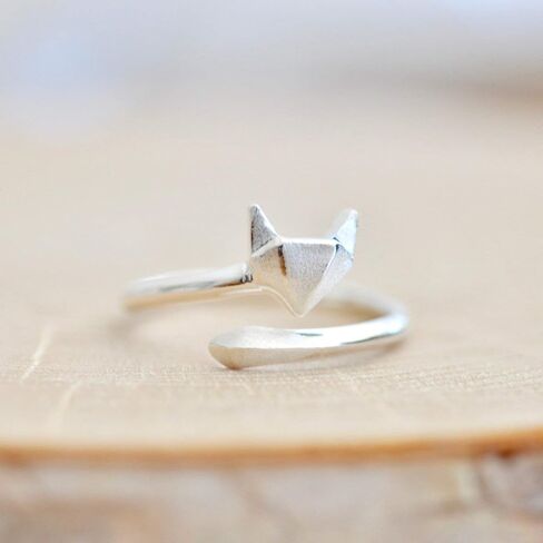 Origami Fox Ring in Sterling Silver Size Large (7.5-9.5) in Saudi Arabia