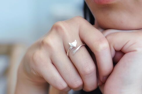 Origami Fox Ring in Sterling Silver Size Large (7.5-9.5) in Saudi Arabia
