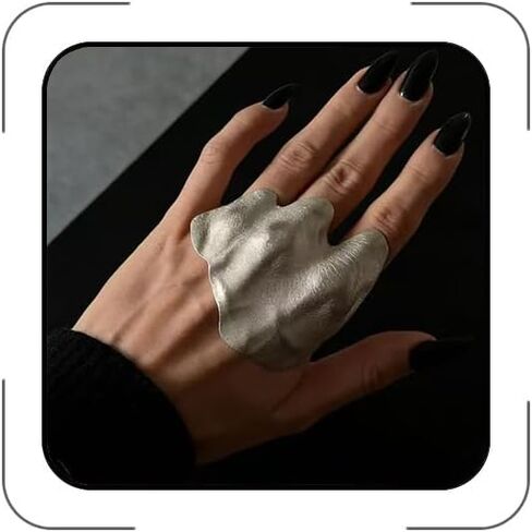 Chunky Gothic Knuckle Ring Adjustable Multi-Finger Armor Rings Mechanical Irregular Pleated Texture Design Open Cuff Ring Bold Artistic Wide Band Rings Trendy Hip-hop Punk Cosplay Costume Jewelry in Saudi Arabia