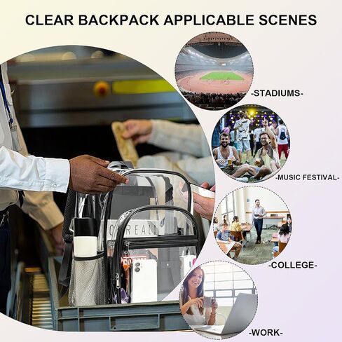 gdbis Clear Backpacks for School - 17 Inch Extra Large Transparent Heavy Duty Clear Bookbag for Boys & Girls See Through PVC School Backpack with 2 Front Pockets for Work, College, Concert, Black in Saudi Arabia